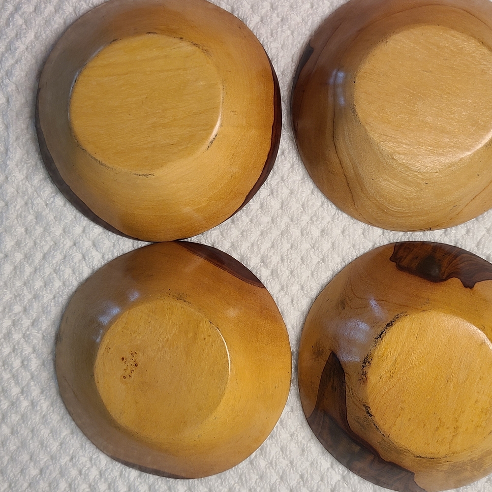 Hand-Painted Wood Decorative Bowls - Black & Natural Brown - Picture 7 of 10